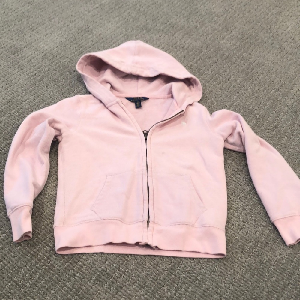 Ralph Lauren girls pink zip up hooded sweatshirt